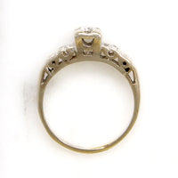 Sweet Diamond & White Gold Ring with Engraved Flowers