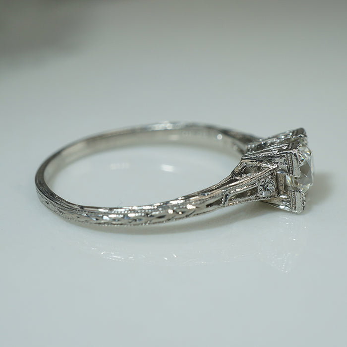 Deco Platinum OEC Diamond Solitaire
