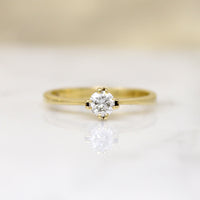 Modernist .20ct Diamond & Gold Solitaire Ring