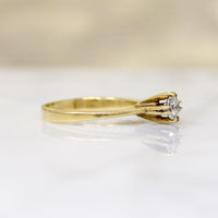 Modernist .20ct Diamond & Gold Solitaire Ring