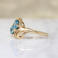 Dazzling Natural Blue Zircon Toi et Moi Ring