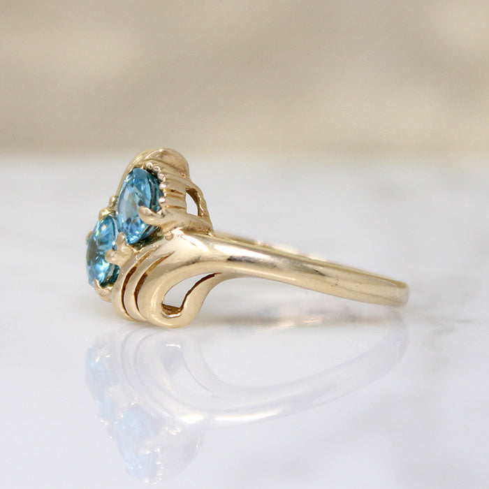 Dazzling Natural Blue Zircon Toi et Moi Ring