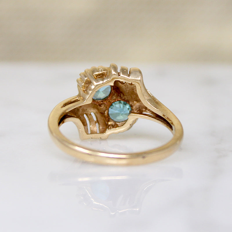 Dazzling Natural Blue Zircon Toi et Moi Ring