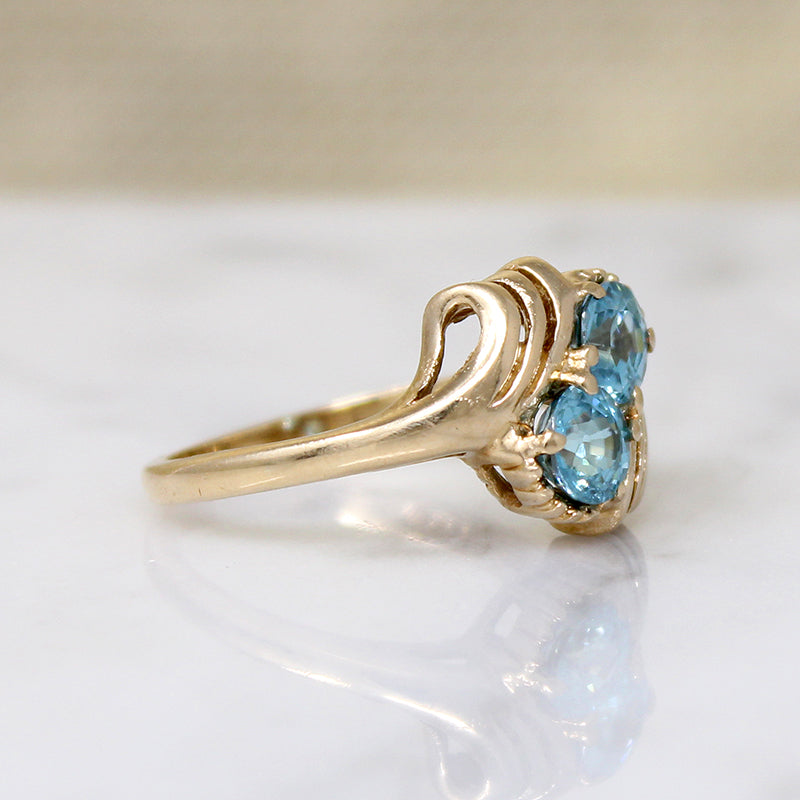 Dazzling Natural Blue Zircon Toi et Moi Ring
