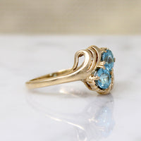 Dazzling Natural Blue Zircon Toi et Moi Ring