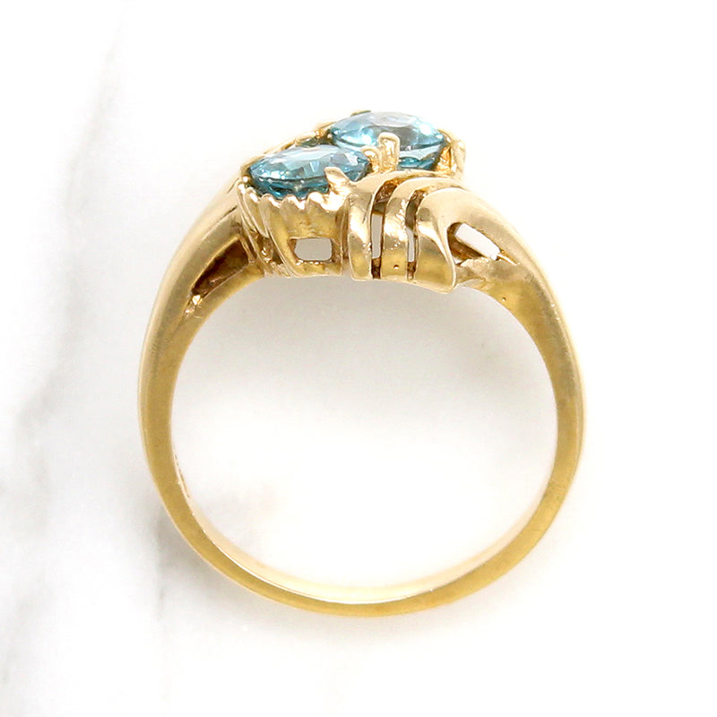 Dazzling Natural Blue Zircon Toi et Moi Ring