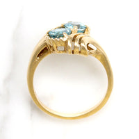 Dazzling Natural Blue Zircon Toi et Moi Ring