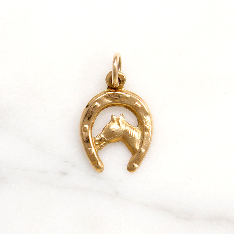 Lucky Little Horse & Shoe 14k Gold Charm