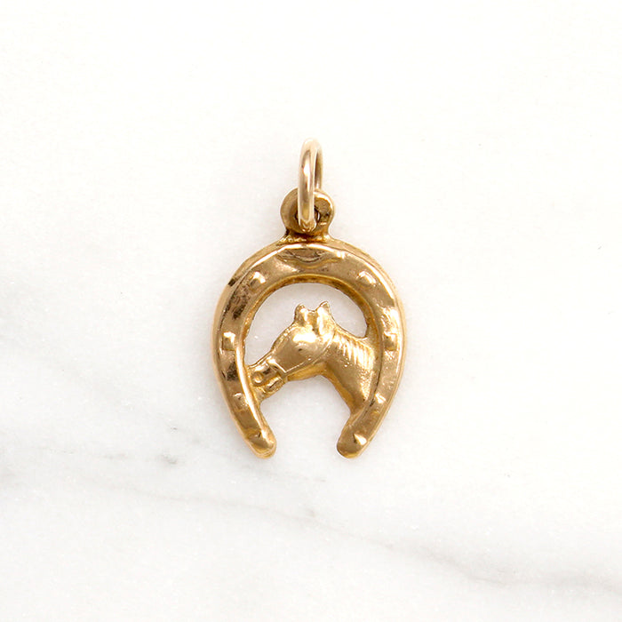 Lucky Little Horse & Shoe 14k Gold Charm