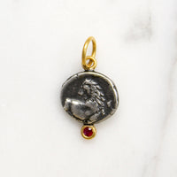 Ancient Greek Coin in 22k Gold with Ruby