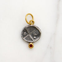 Ancient Greek Coin in 22k Gold with Ruby