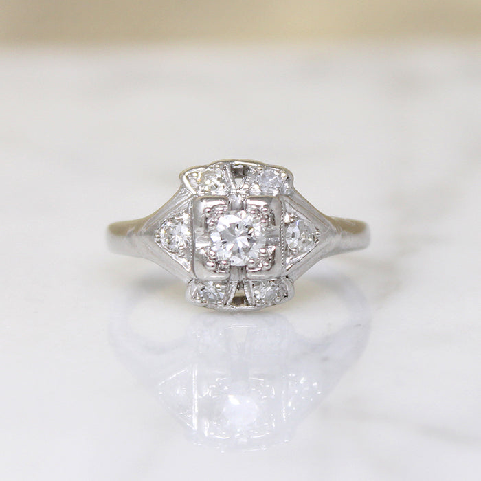 Unusual 1930s Platinum & Diamond Ring