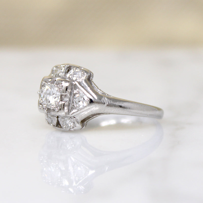 Unusual 1930s Platinum & Diamond Ring