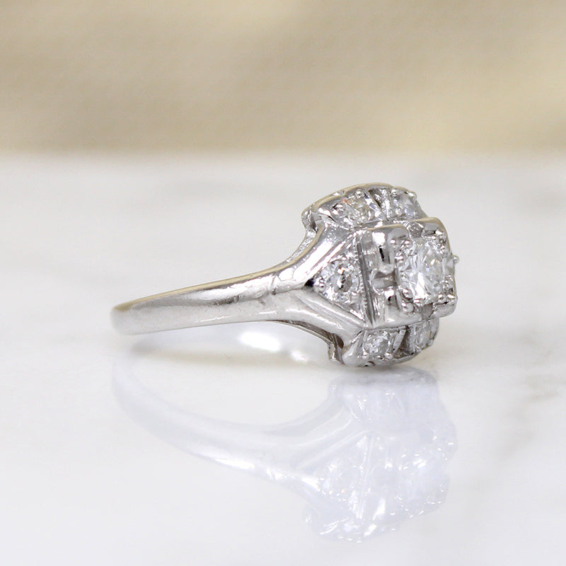 Unusual 1930s Platinum & Diamond Ring