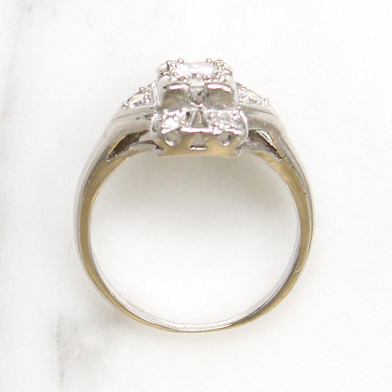 Unusual 1930s Platinum & Diamond Ring