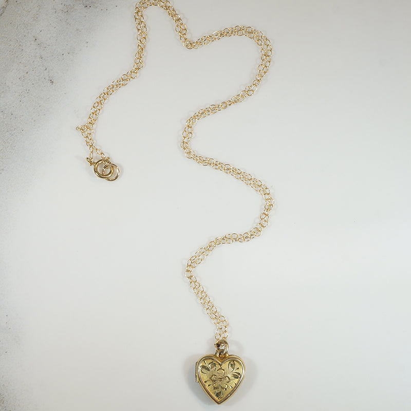 Sweetest Little Floral Engraved Heart Locket