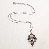 Silver & Paste Giardinetti Pendant with Bird