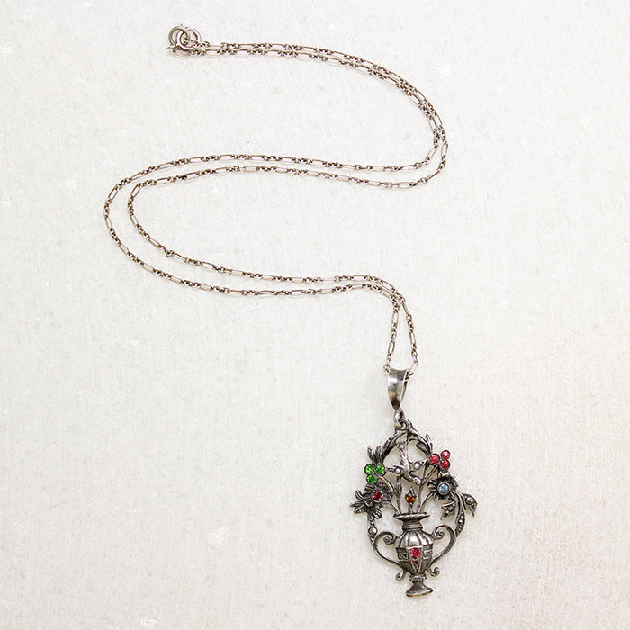 Silver & Paste Giardinetti Pendant with Bird