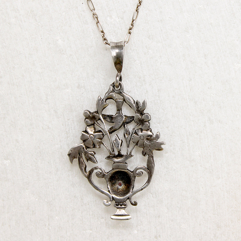 Silver & Paste Giardinetti Pendant with Bird