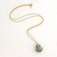 Carved Jade Frog on Gold Fill Chain