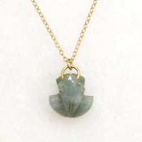 Carved Jade Frog on Gold Fill Chain