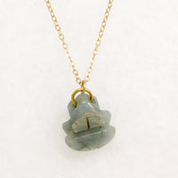 Carved Jade Frog on Gold Fill Chain