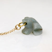 Carved Jade Frog on Gold Fill Chain