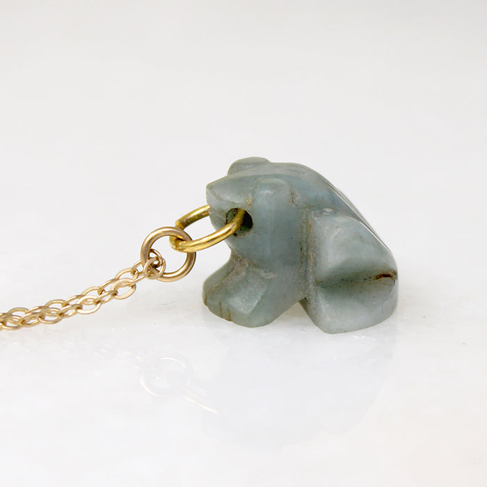 Carved Jade Frog on Gold Fill Chain