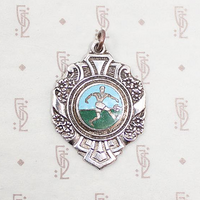 Flowers & Soccer Art Deco Enameled Medal Fob
