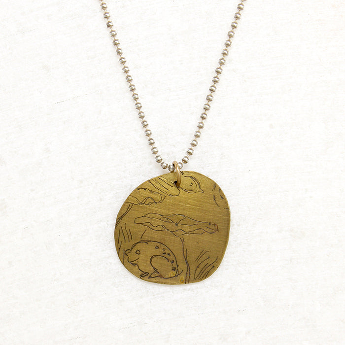 Frog & Toadstool Pendant on Shot Bead Chain