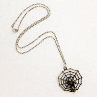 Creepy Spider Web Pendant on Sterling Chain
