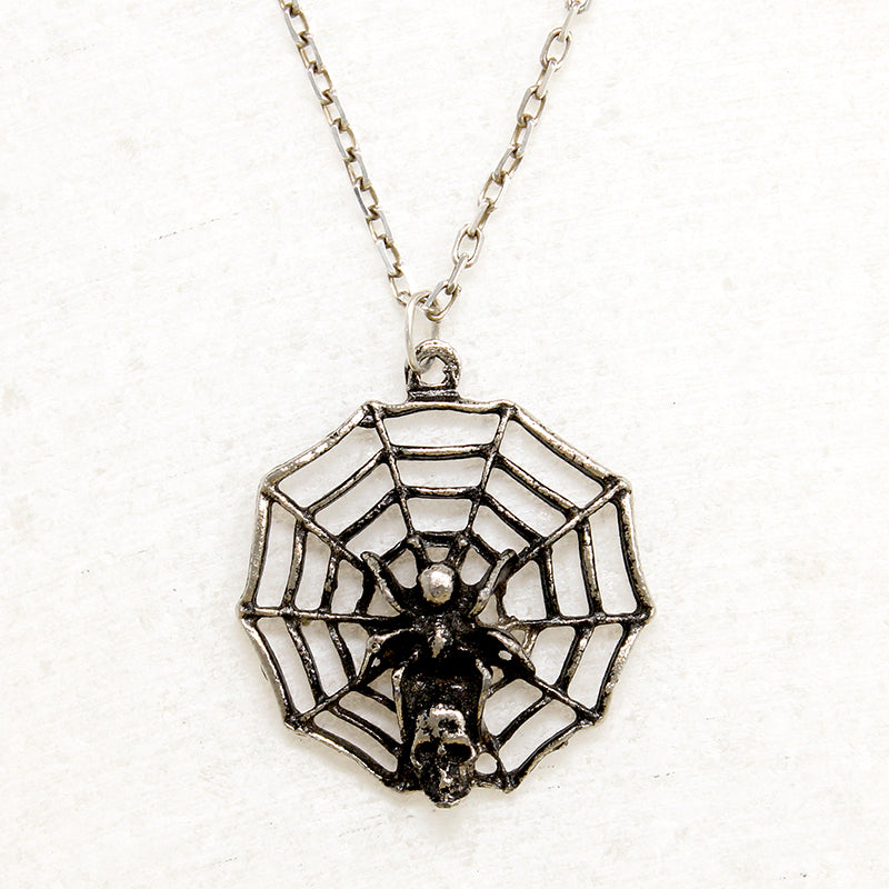 Creepy Spider Web Pendant on Sterling Chain