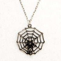 Creepy Spider Web Pendant on Sterling Chain