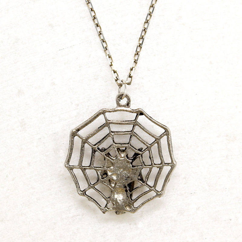 Creepy Spider Web Pendant on Sterling Chain