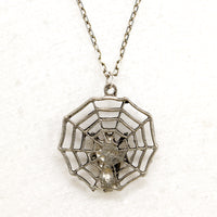 Creepy Spider Web Pendant on Sterling Chain