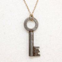 Large Steel Key on Sterling Rope Chain