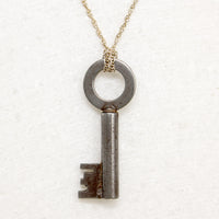 Large Steel Key on Sterling Rope Chain
