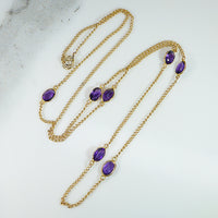 Amethyst Studded 14k Gold Curb Chain
