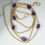 Amethyst Studded 14k Gold Curb Chain