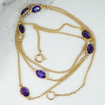 Amethyst Studded 14k Gold Curb Chain