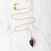 Amethyst Cabochon in Gold Bezel Pendant with Tiny Pearl Accent