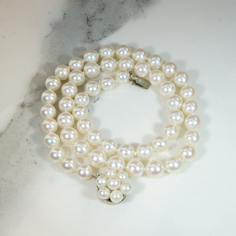 Pearl Choker with Adorable Flower Clasp