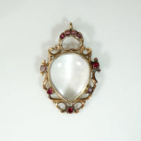 Wonderful Georgian Crystal Heart Locket with Gold & Garnet