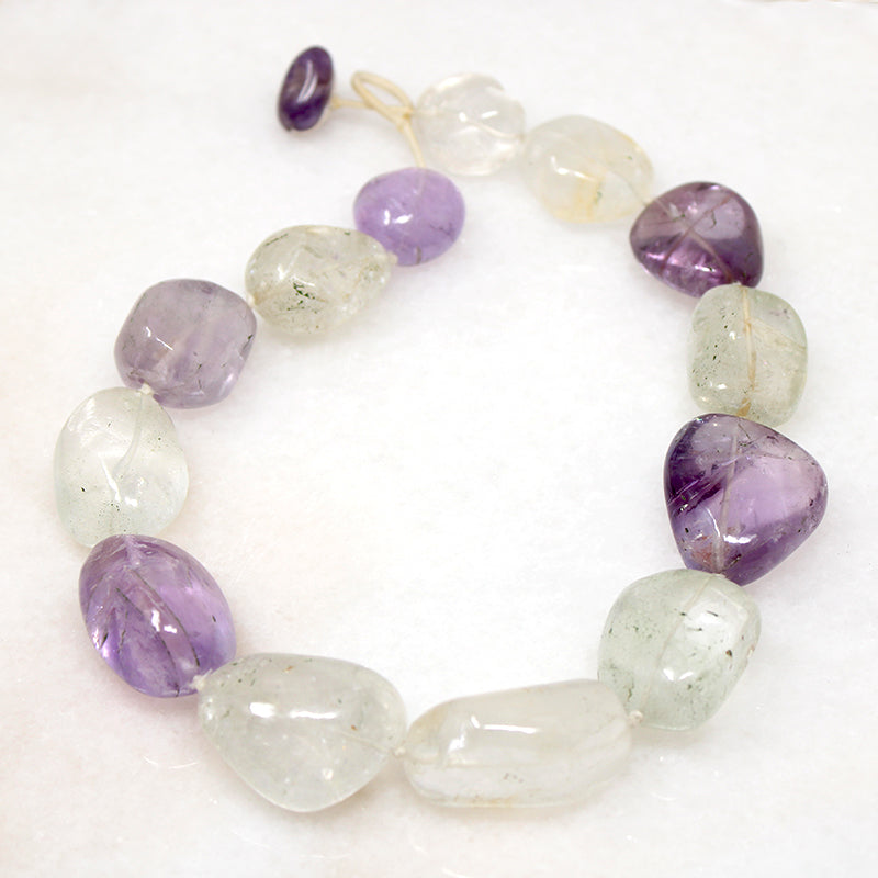 Chunky Amethyst & Rock Crystal Bead Necklace
