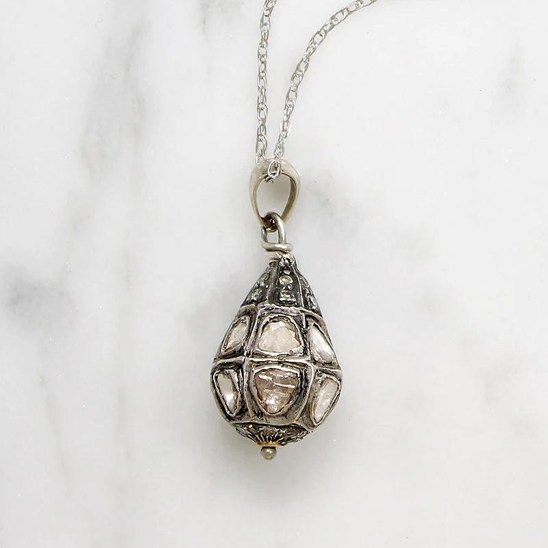 Rose Cut Diamond Encrusted Mughal Ball Pendant