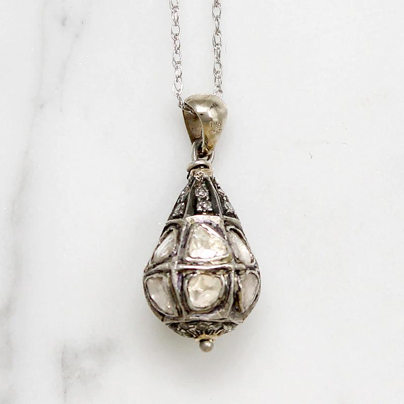 Rose Cut Diamond Encrusted Mughal Ball Pendant