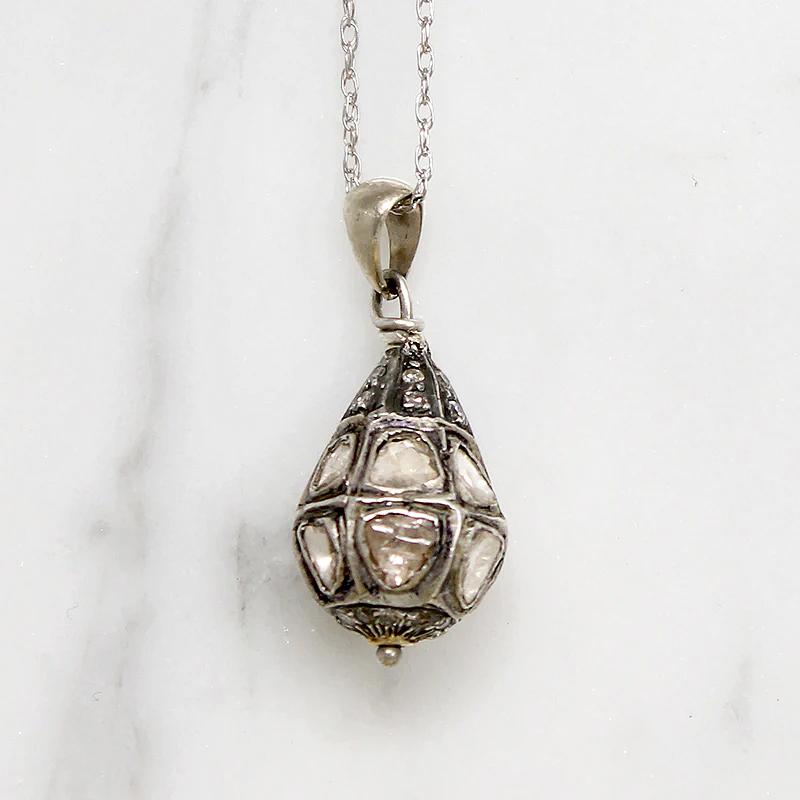 Rose Cut Diamond Encrusted Mughal Ball Pendant