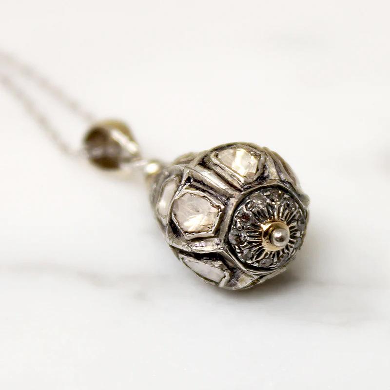 Rose Cut Diamond Encrusted Mughal Ball Pendant