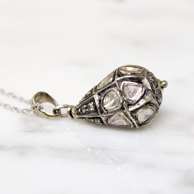 Rose Cut Diamond Encrusted Mughal Ball Pendant
