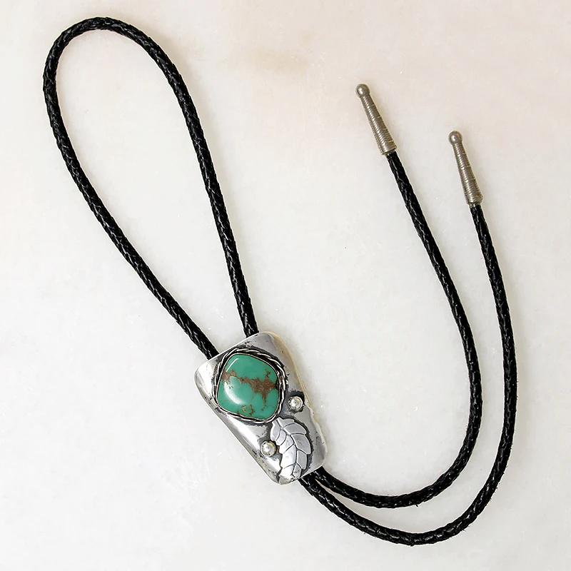 Stunning Green Turquoise in Silver Bolo Tie